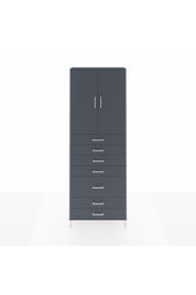 Arges Dolap 3 Raflı 5 Çekmeceli 2 Kapaklı 88x30x243 Antrasit-Antrasit