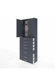 Arges Dolap 3 Raflı 5 Çekmeceli 2 Kapaklı 88x30x243 Antrasit-Antrasit