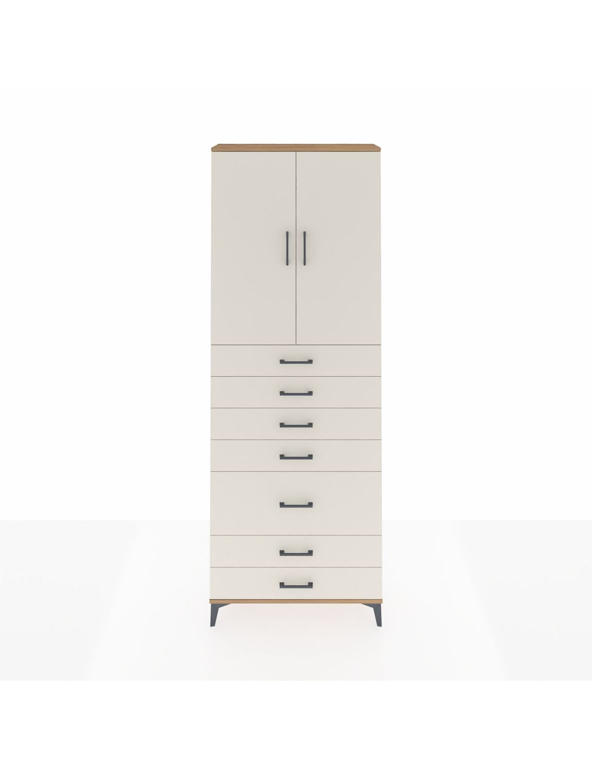 Arges Dolap 3 Raflı 5 Çekmeceli 2 Kapaklı 88x30x243 Çam-Aytaşı