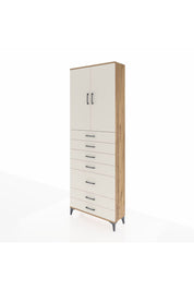 Arges Dolap 3 Raflı 5 Çekmeceli 2 Kapaklı 88x30x243 Çam-Aytaşı