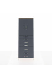 Arges Dolap 3 Raflı 5 Çekmeceli 2 Kapaklı 88x30x243 Çam-Antrasit