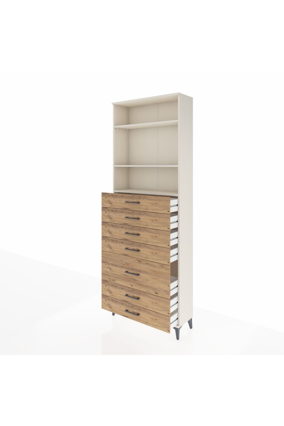 Arges Dolap 3 Raflı 7 Çekmeceli 88x30x243 Aytaşı-Çam