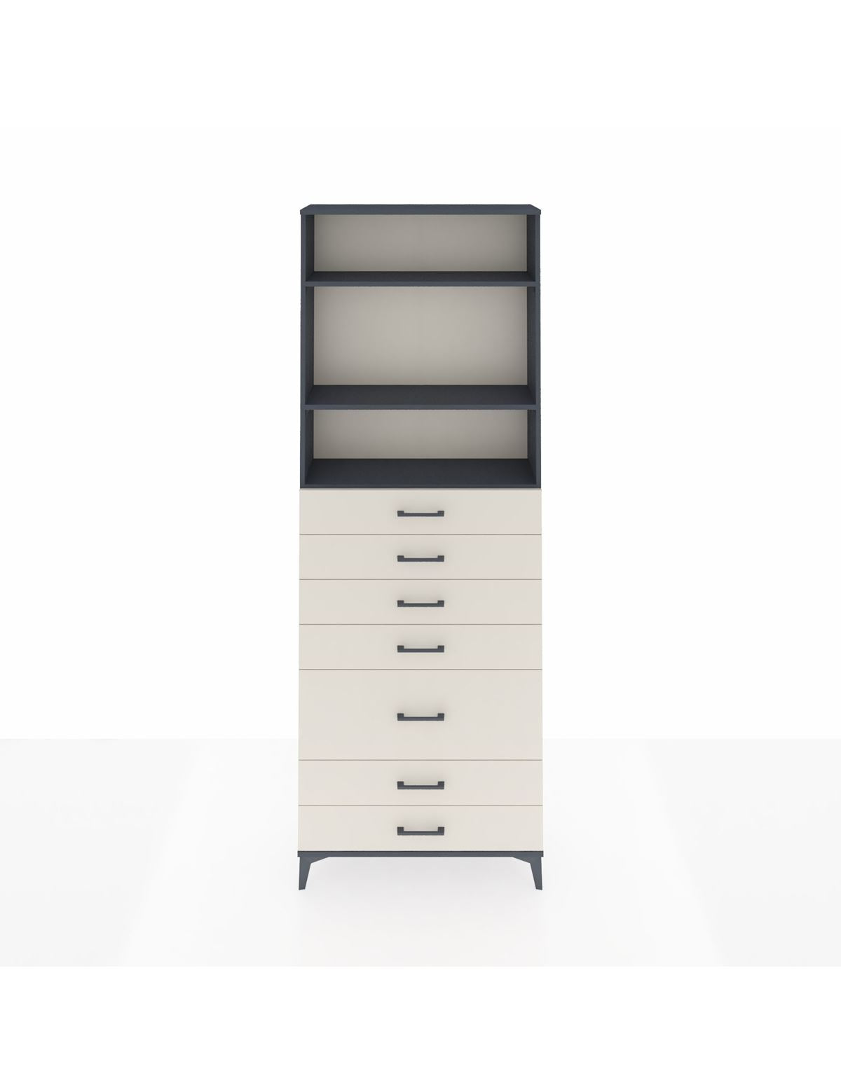 Arges Dolap 3 Raflı 7 Çekmeceli 88x30x243 Antrasit-Aytaşı