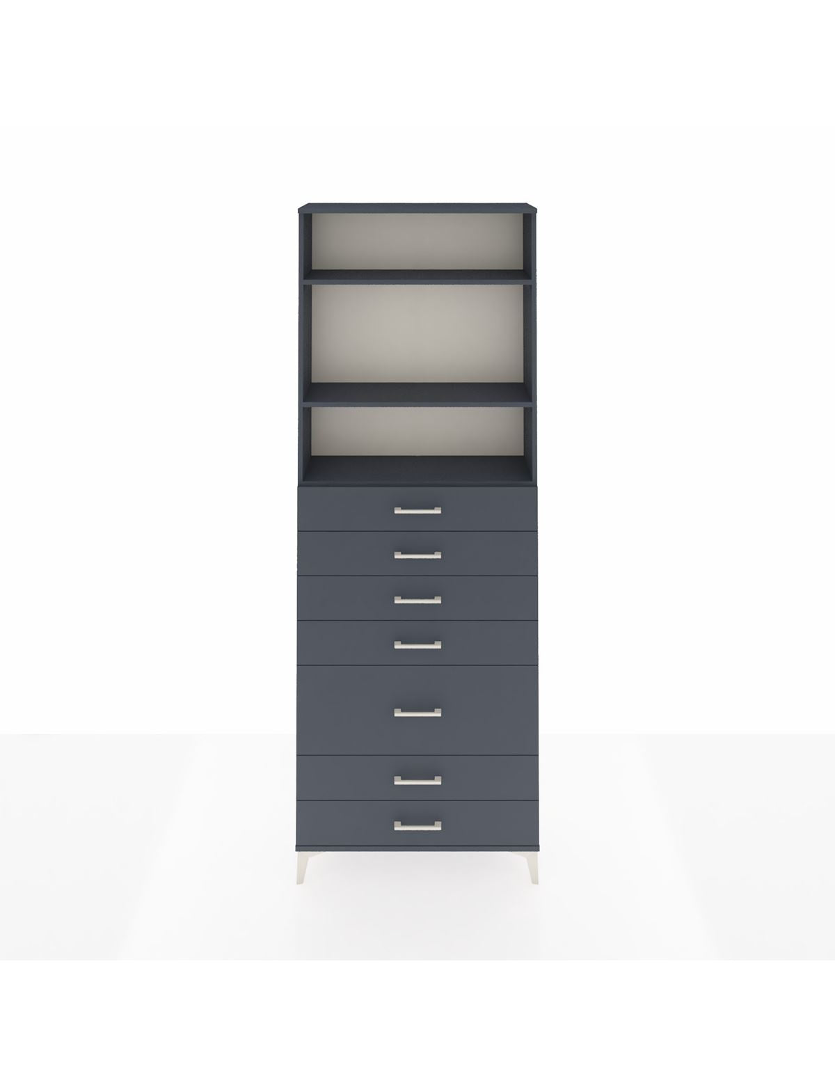 Arges Dolap 3 Raflı 7 Çekmeceli 88x30x243 Antrasit-Antrasit