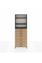 Arges Dolap 3 Raflı 7 Çekmeceli 88x30x243 Antrasit-Çam