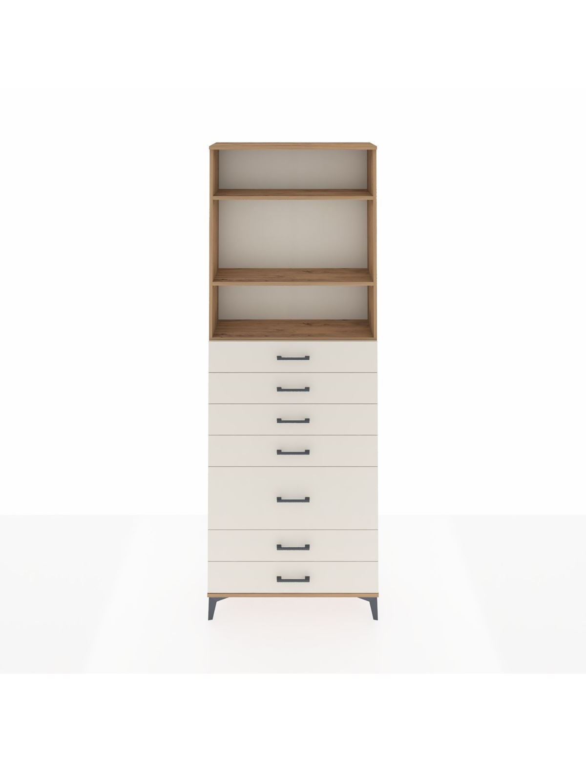 Arges Dolap 3 Raflı 7 Çekmeceli 88x30x243 Çam-Aytaşı