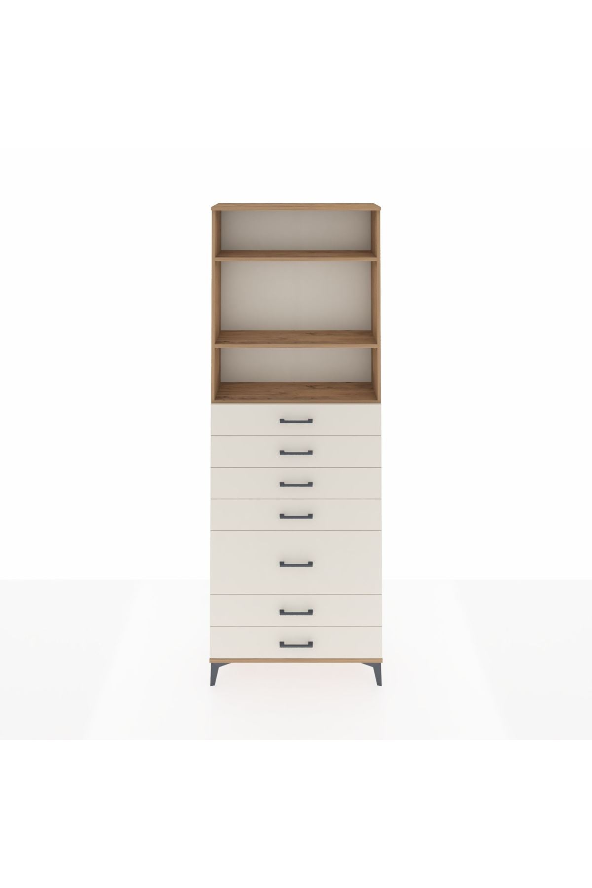 Arges Dolap 3 Raflı 7 Çekmeceli 88x30x243 Çam-Aytaşı