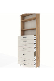 Arges Dolap 3 Raflı 7 Çekmeceli 88x30x243 Çam-Aytaşı