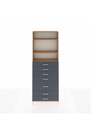 Arges Dolap 3 Raflı 7 Çekmeceli 88x30x243 Çam-Antrasit