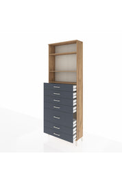 Arges Dolap 3 Raflı 7 Çekmeceli 88x30x243 Çam-Antrasit