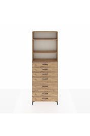 Arges Dolap 3 Raflı 7 Çekmeceli 88x30x243 Çam-Çam