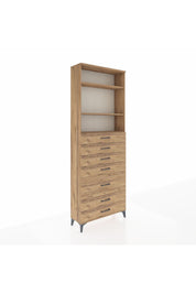 Arges Dolap 3 Raflı 7 Çekmeceli 88x30x243 Çam-Çam