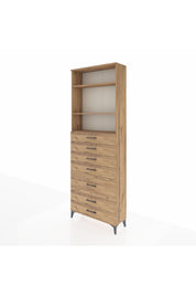 Arges Dolap 3 Raflı 7 Çekmeceli 88x30x243 Çam-Çam