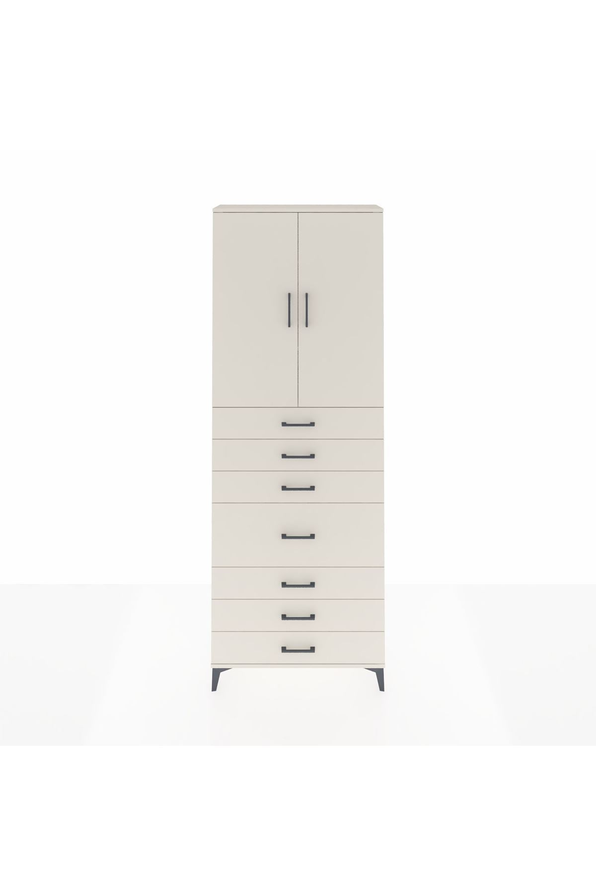 Arges Dolap 3 Raflı 7 Çekmeceli 2 Kapaklı 88x30x243 Aytaşı-Aytaşı