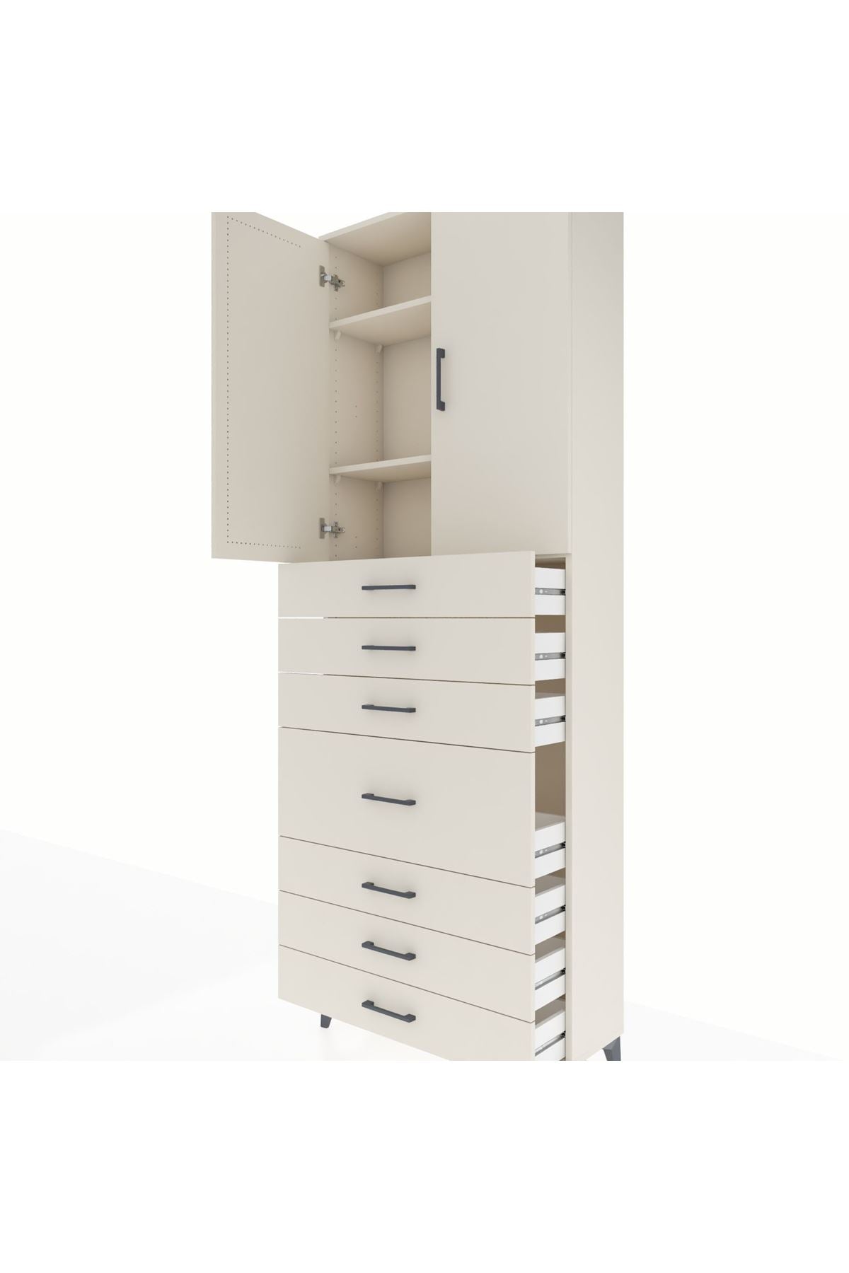 Arges Dolap 3 Raflı 7 Çekmeceli 2 Kapaklı 88x30x243 Aytaşı-Aytaşı