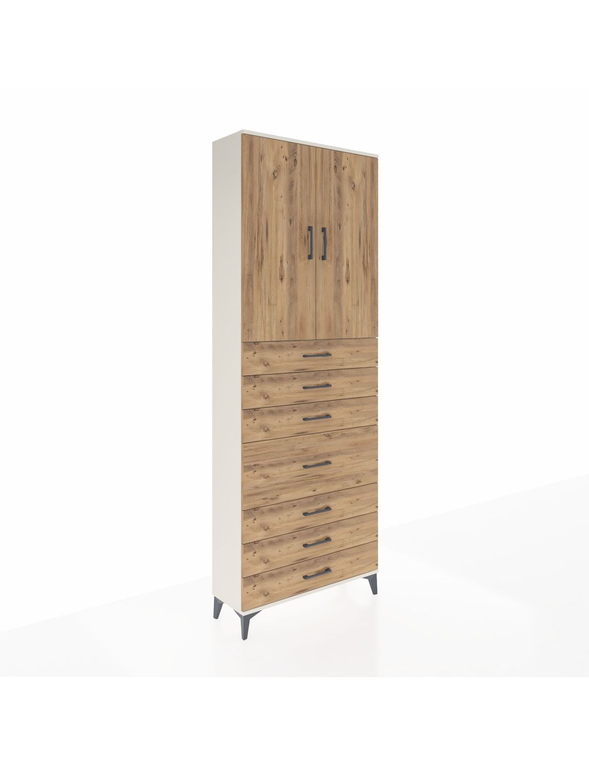 Arges Dolap 3 Raflı 7 Çekmeceli 2 Kapaklı 88x30x243 Aytaşı-Çam