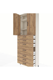 Arges Dolap 3 Raflı 7 Çekmeceli 2 Kapaklı 88x30x243 Aytaşı-Çam