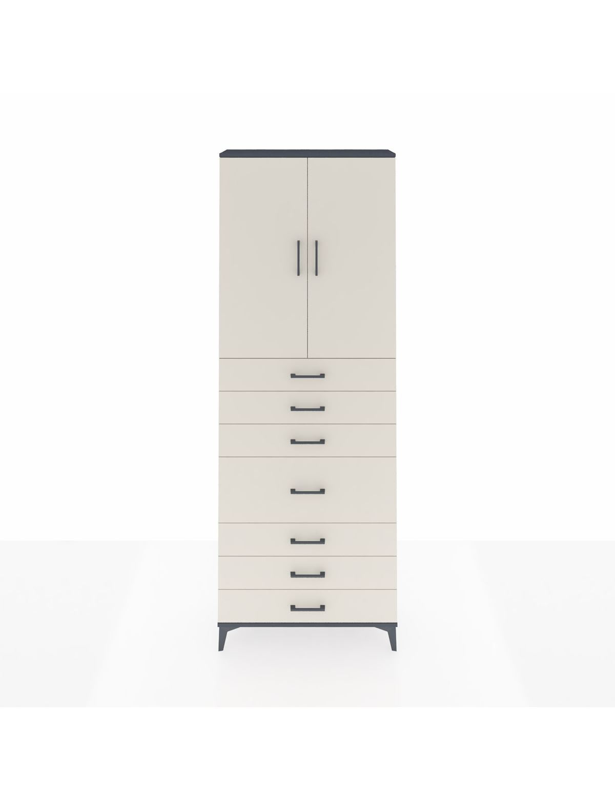 Arges Dolap 3 Raflı 7 Çekmeceli 2 Kapaklı 88x30x243 Antrasit-Aytaşı