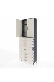 Arges Dolap 3 Raflı 7 Çekmeceli 2 Kapaklı 88x30x243 Antrasit-Aytaşı