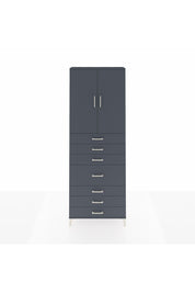 Arges Dolap 3 Raflı 7 Çekmeceli 2 Kapaklı 88x30x243 Antrasit-Antrasit