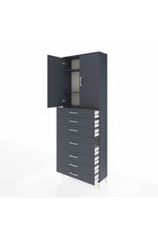 Arges Dolap 3 Raflı 7 Çekmeceli 2 Kapaklı 88x30x243 Antrasit-Antrasit