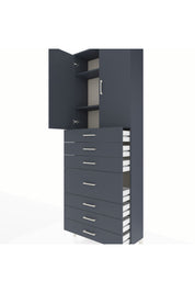 Arges Dolap 3 Raflı 7 Çekmeceli 2 Kapaklı 88x30x243 Antrasit-Antrasit