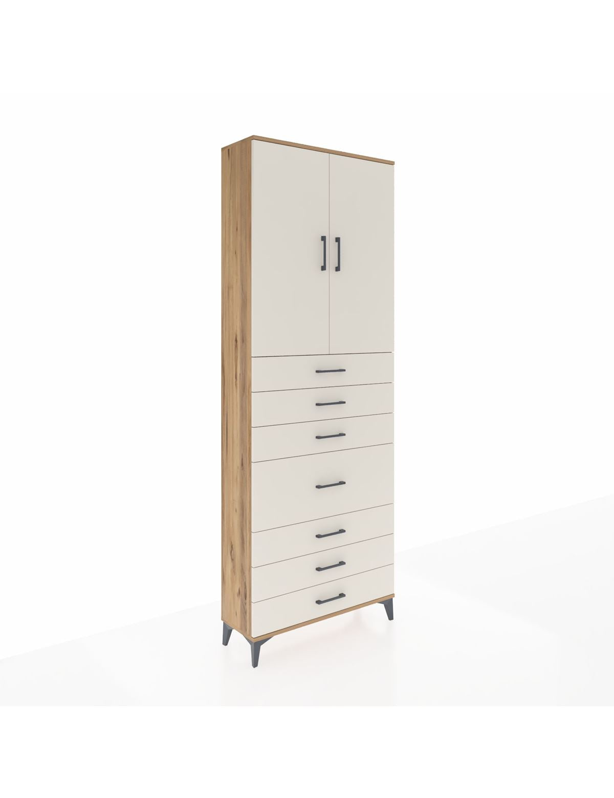 Arges Dolap 3 Raflı 7 Çekmeceli 2 Kapaklı 88x30x243 Çam-Aytaşı