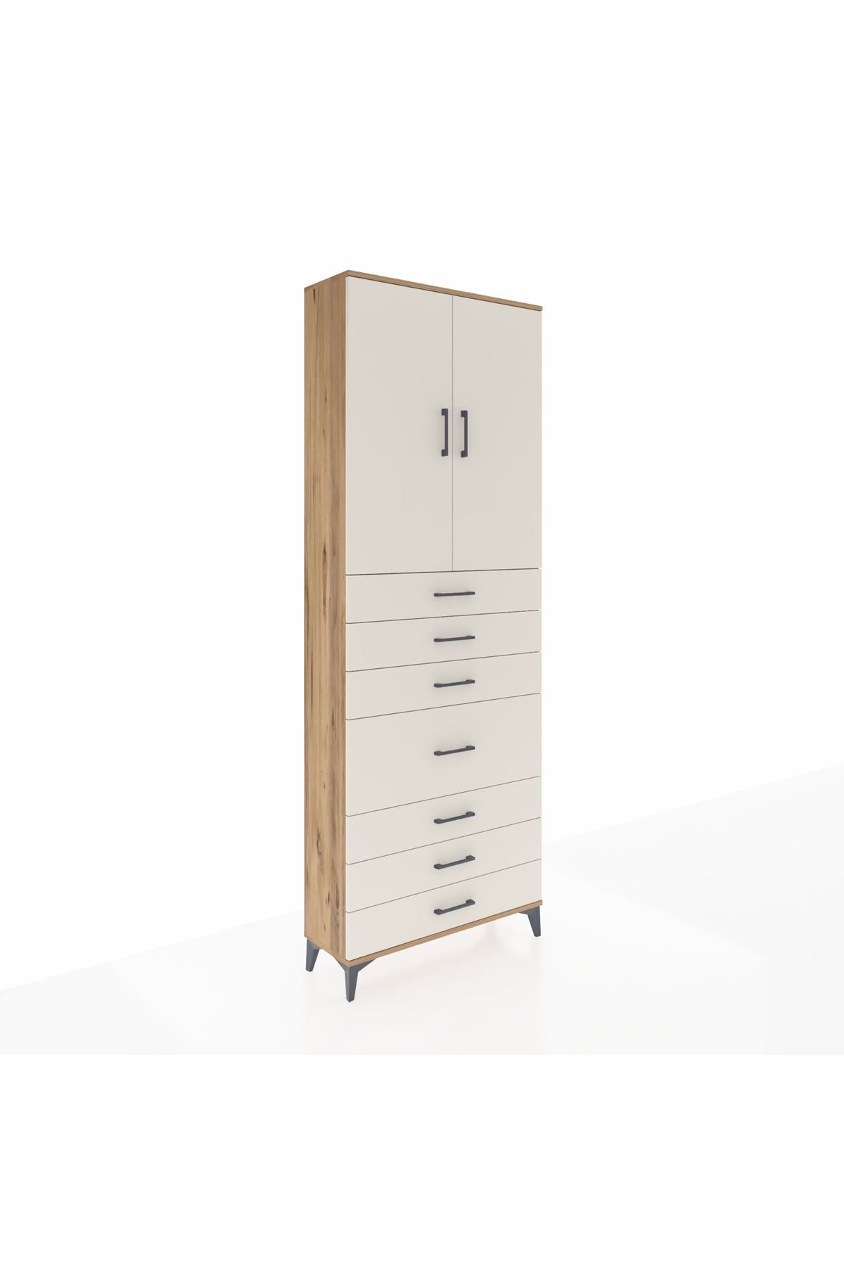 Arges Dolap 3 Raflı 7 Çekmeceli 2 Kapaklı 88x30x243 Çam-Aytaşı