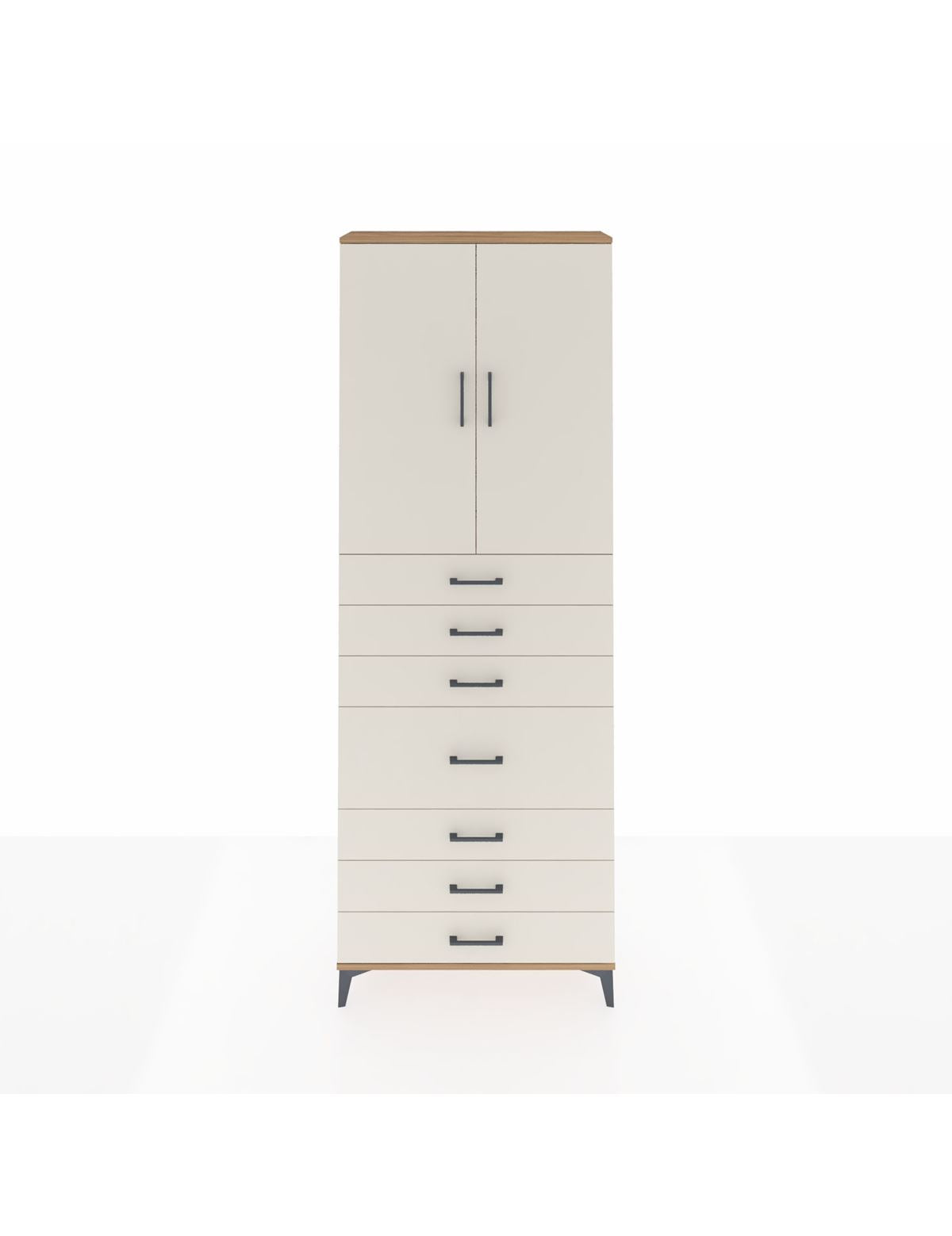 Arges Dolap 3 Raflı 7 Çekmeceli 2 Kapaklı 88x30x243 Çam-Aytaşı