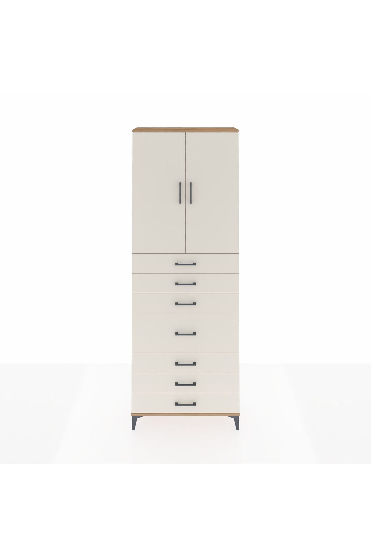 Arges Dolap 3 Raflı 7 Çekmeceli 2 Kapaklı 88x30x243 Çam-Aytaşı