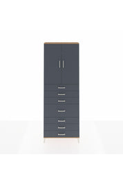 Arges Dolap 3 Raflı 7 Çekmeceli 2 Kapaklı 88x30x243 Çam-Antrasit