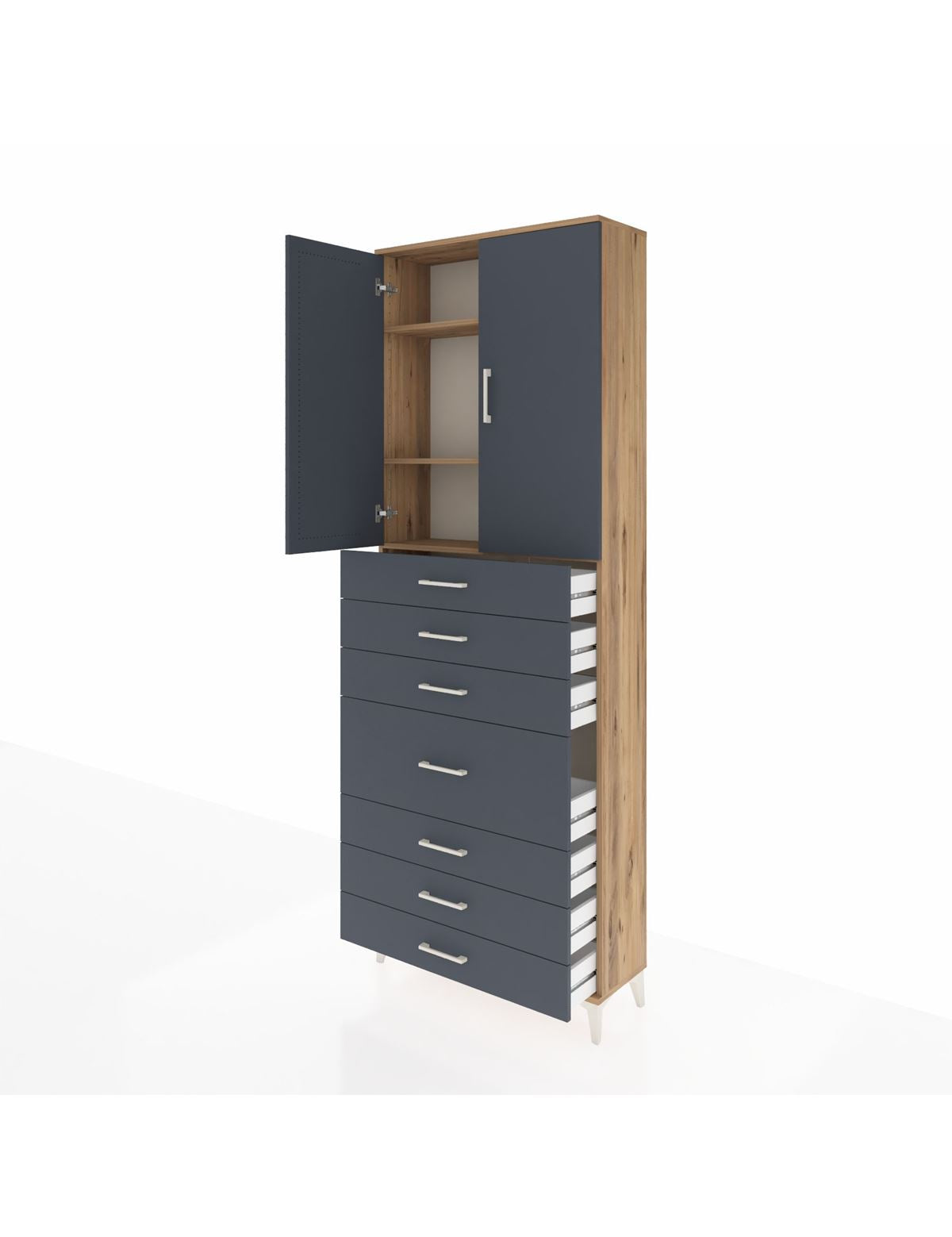 Arges Dolap 3 Raflı 7 Çekmeceli 2 Kapaklı 88x30x243 - S33M071V8A