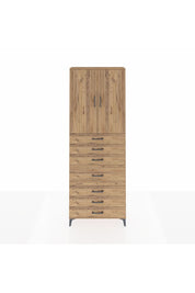 Arges Dolap 3 Raflı 7 Çekmeceli 2 Kapaklı 88x30x243 Çam-Çam