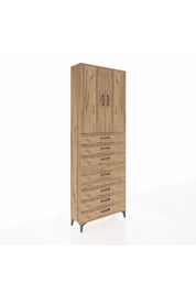 Arges Dolap 3 Raflı 7 Çekmeceli 2 Kapaklı 88x30x243 Çam-Çam