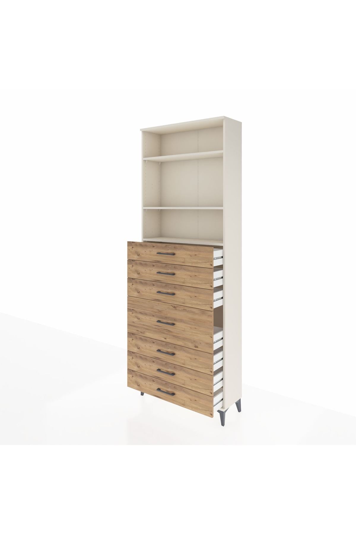 Arges Dolap 3 Raflı 7 Çekmeceli 88x30x243 Aytaşı-Çam