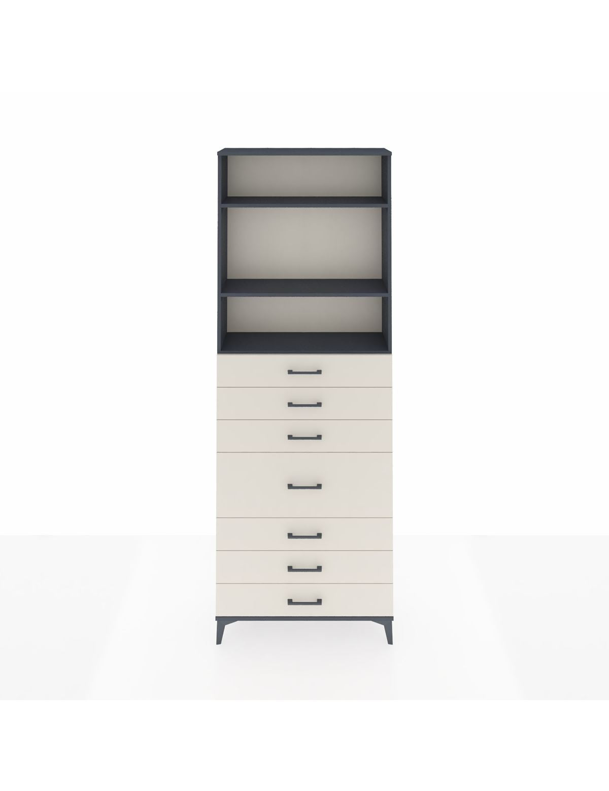 Arges Dolap 3 Raflı 7 Çekmeceli 88x30x243 Antrasit-Aytaşı