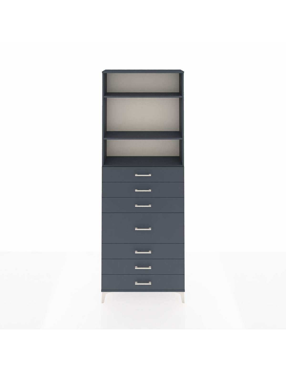 Arges Dolap 3 Raflı 7 Çekmeceli 88x30x243 Antrasit-Antrasit