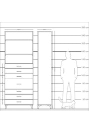 Arges Dolap 3 Raflı 7 Çekmeceli 88x30x243 Antrasit-Antrasit