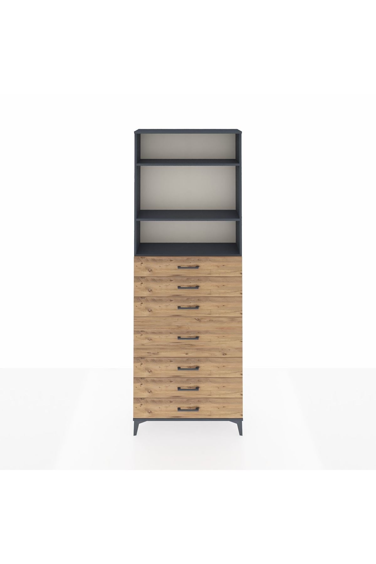 Arges Dolap 3 Raflı 7 Çekmeceli 88x30x243 - S33M072V6A