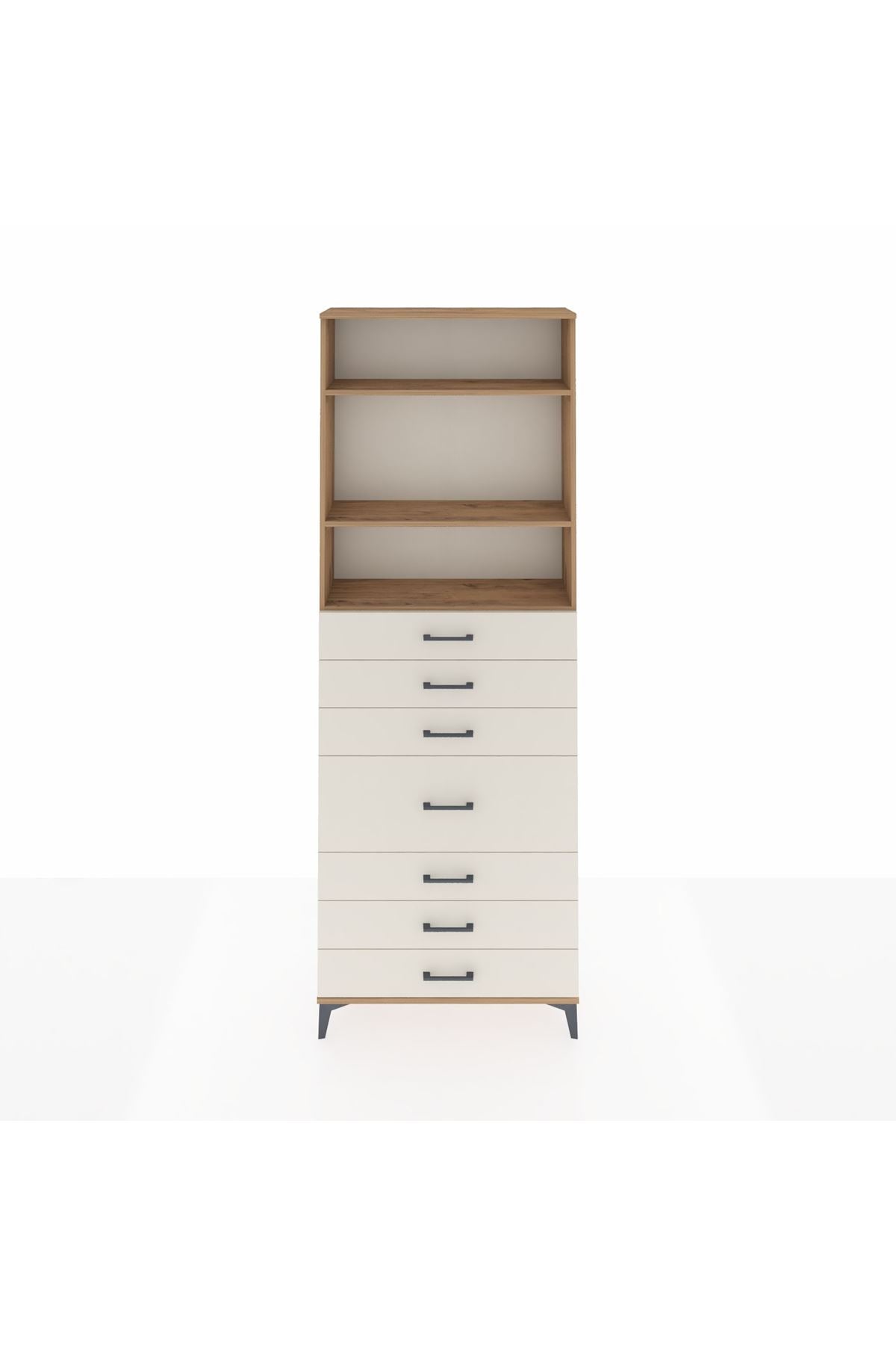 Arges Dolap 3 Raflı 7 Çekmeceli 88x30x243 Çam-Aytaşı