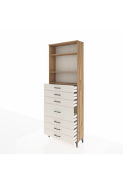 Arges Dolap 3 Raflı 7 Çekmeceli 88x30x243 Çam-Aytaşı