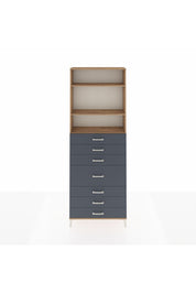 Arges Dolap 3 Raflı 7 Çekmeceli 88x30x243 Çam-Antrasit