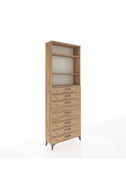 Arges Dolap 3 Raflı 7 Çekmeceli 88x30x243 Çam-Çam