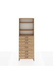 Arges Dolap 3 Raflı 7 Çekmeceli 88x30x243 Çam-Çam