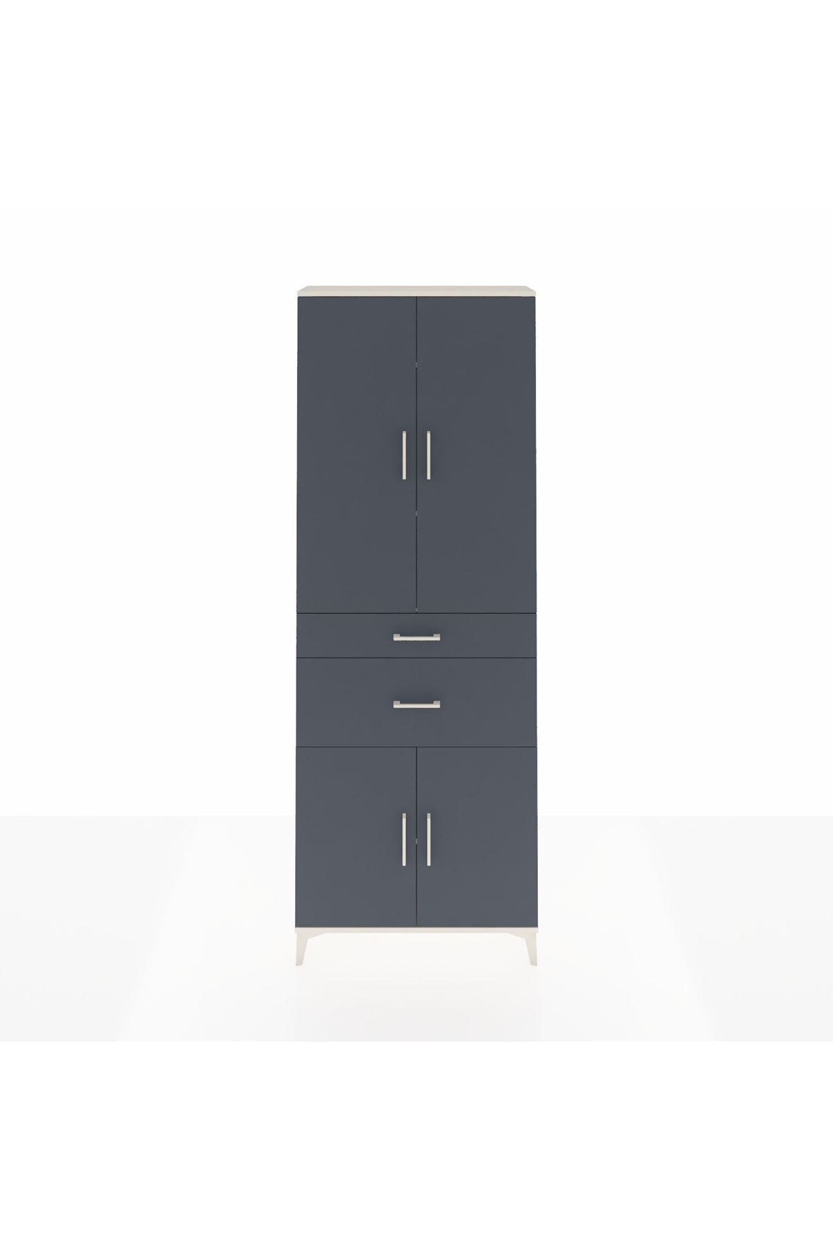 Arges Dolap 4 Raflı 2 Çekmeceli 4 Kapaklı 88x30x243 Aytaşı-Antrasit
