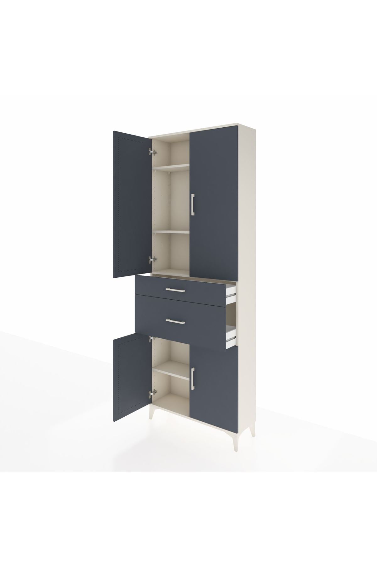 Arges Dolap 4 Raflı 2 Çekmeceli 4 Kapaklı 88x30x243 Aytaşı-Antrasit