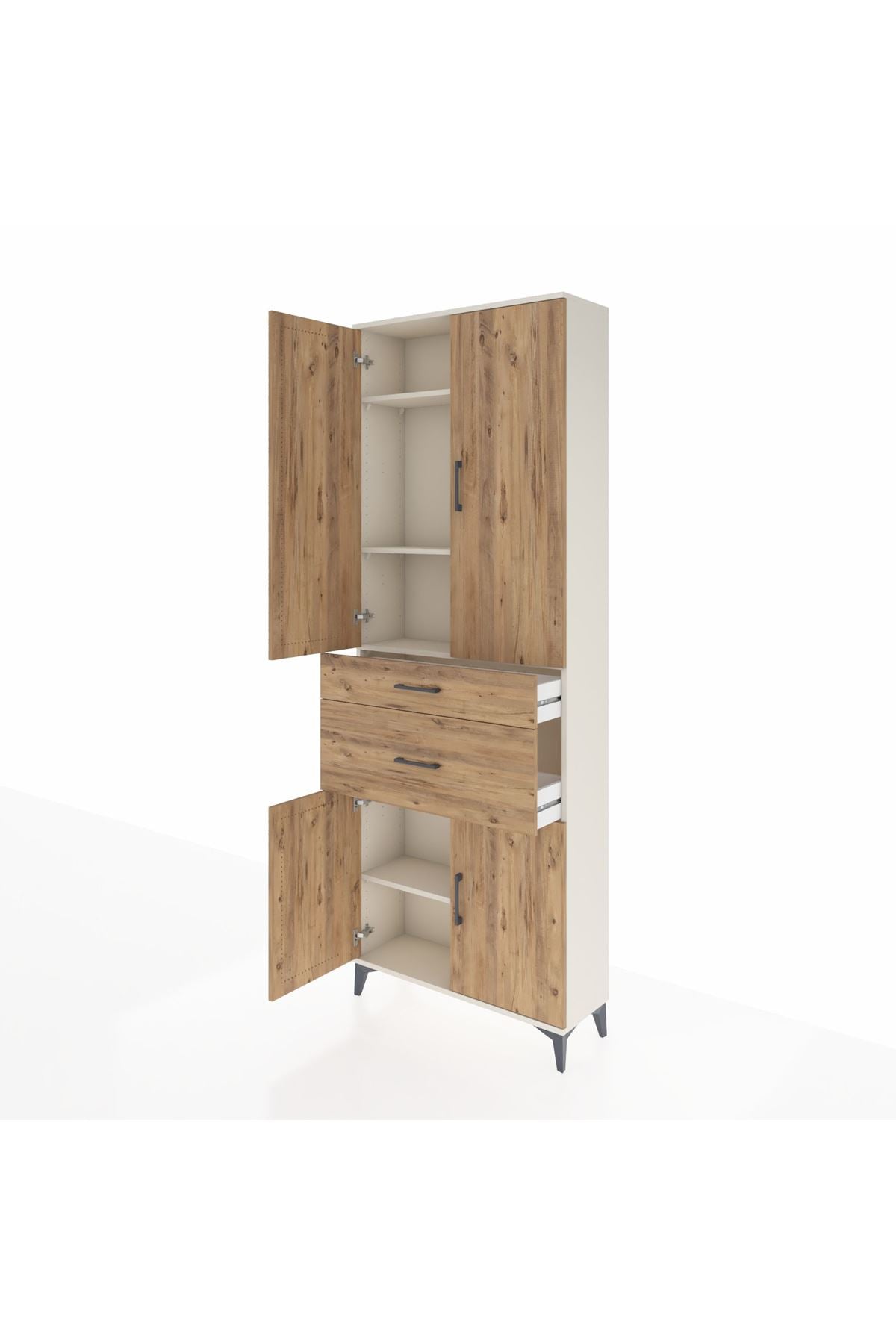 Arges Dolap 4 Raflı 2 Çekmeceli 4 Kapaklı 88x30x243 Aytaşı-Çam