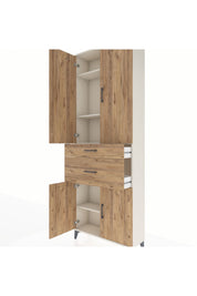 Arges Dolap 4 Raflı 2 Çekmeceli 4 Kapaklı 88x30x243 Aytaşı-Çam