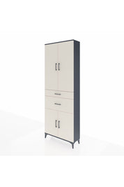 Arges Dolap 4 Raflı 2 Çekmeceli 4 Kapaklı 88x30x243 Antrasit-Aytaşı