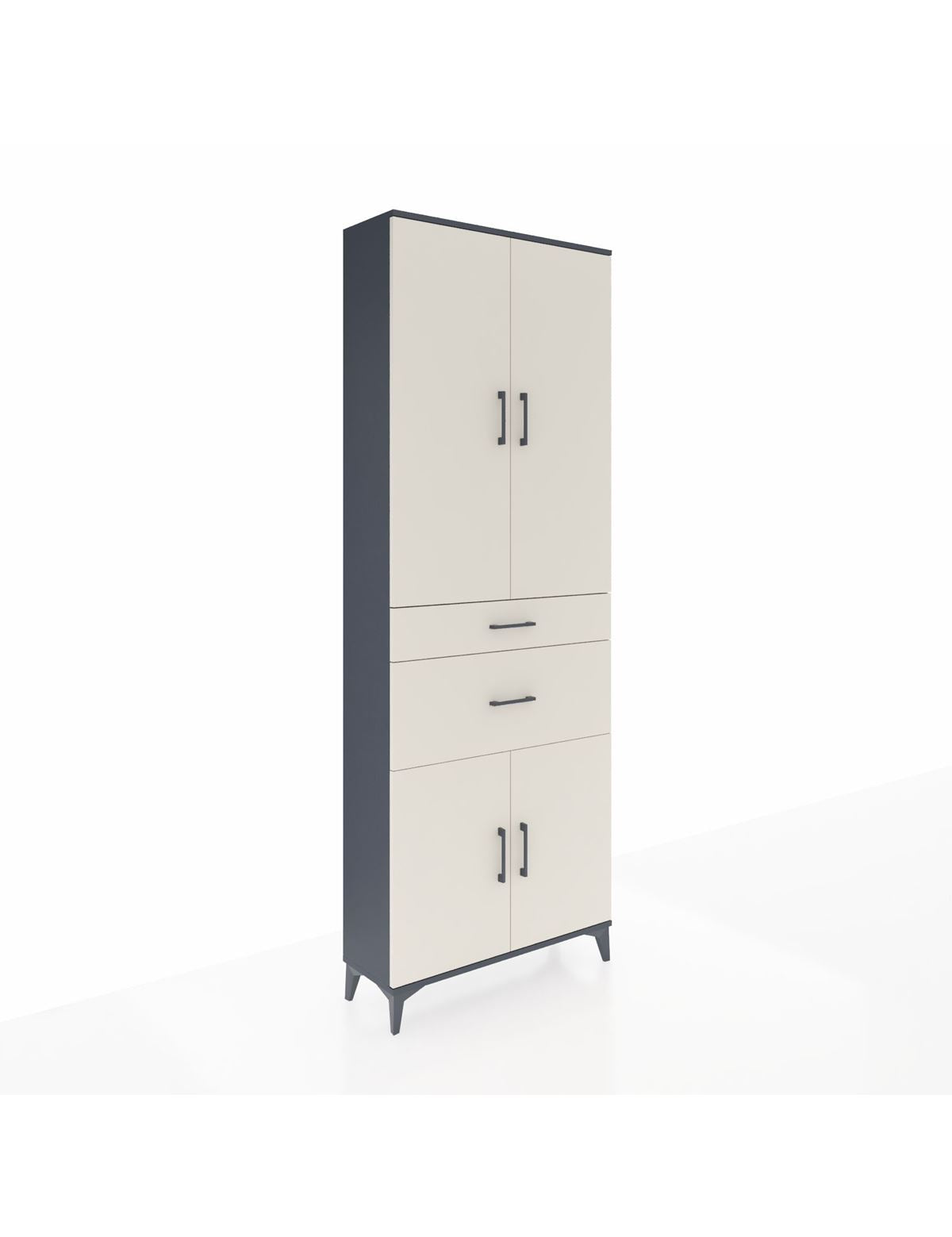 Arges Dolap 4 Raflı 2 Çekmeceli 4 Kapaklı 88x30x243 Antrasit-Aytaşı